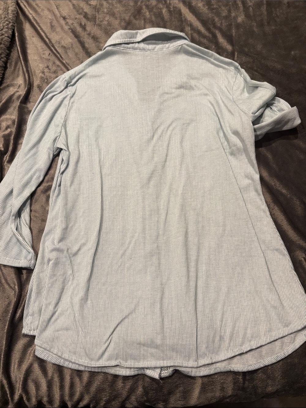 Light Blue Pinstripe Button-Up Shirt - Picture 5 of 6